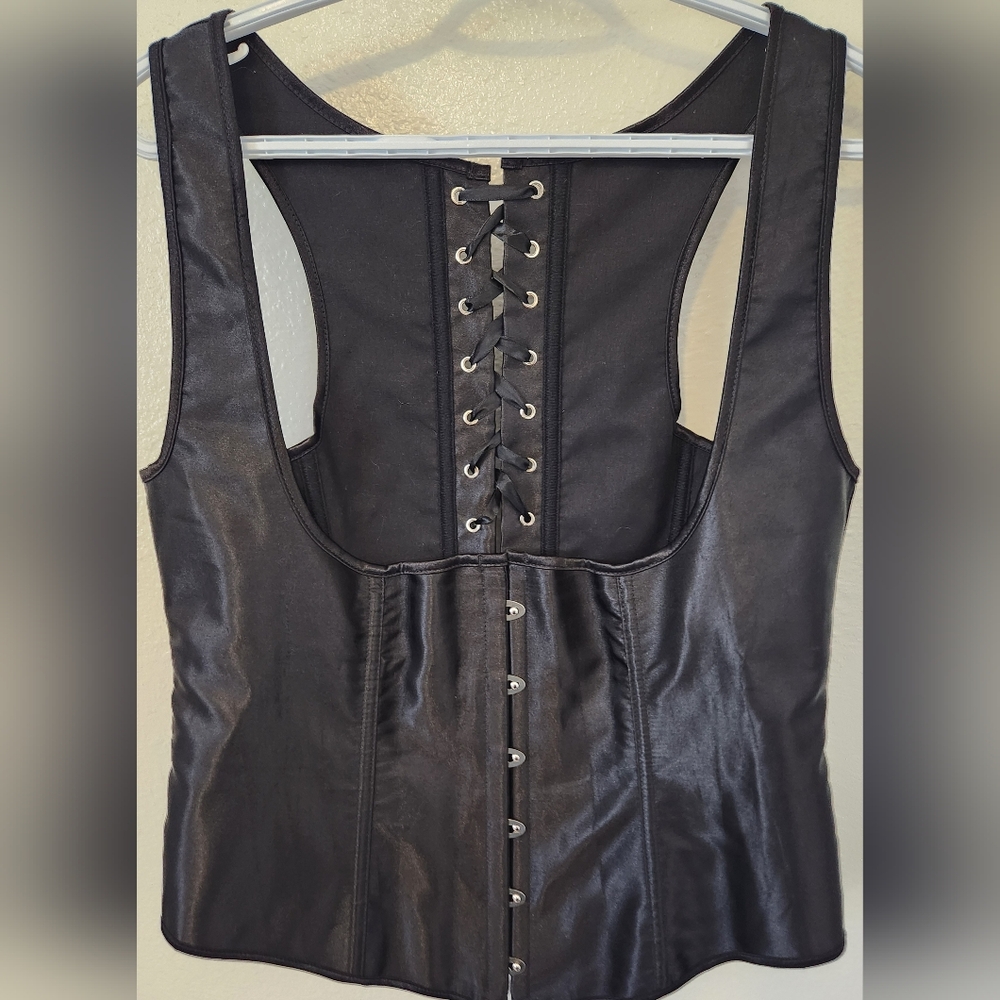 Black Lace-Up Corset Top